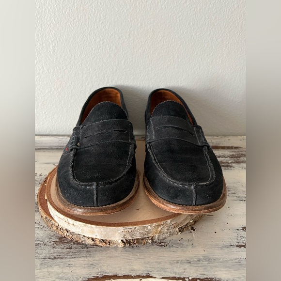 VTG Rare Hilfiger Blue Navy Suede Penny Loafers Men Size 9 Leather Sole Portugal - Picture 5 of 12